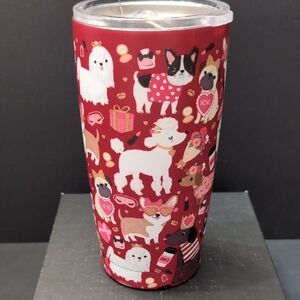 Clementine Paper Inc, Valentine's Day Tumbler With Various Dog Breeds ,Red/Pink